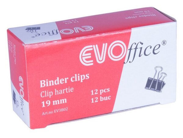 Clip hartie 19mm 12 buc/cutie EVOffice