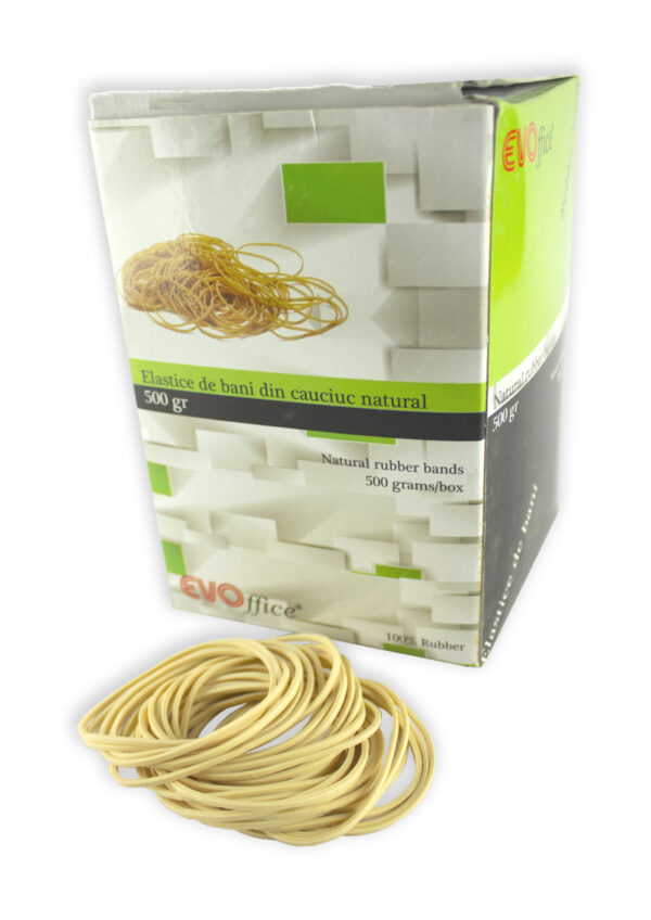 Elastice bani 1.7 mm, diametru 50 mm,500gr/cutie EVOffice - cauciuc natural