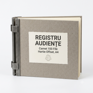 Registru audiente , Carnet a 100 file, hartie offset, format A4, Coperta mucava in fonta cu eticheta