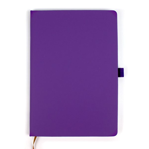 Agenda A5, 80 file, cu coperti rigide si elastic, buzunar interior si suport pix - mov