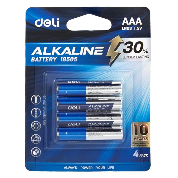 Baterii R3(AAA) alcaline 4 buc/set Deli