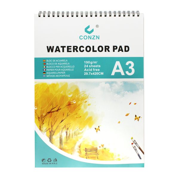 Bloc desen A3 acuarela,  24 file,  180 gr