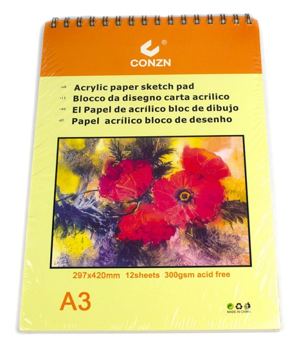 Bloc desen A3 schite/acril, 12 file, 300 gr