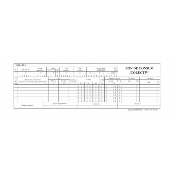 Bon consum 1/2 A4 autocopiativ 3ex