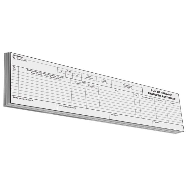 BON PREDARE TRANSFER RESTITUIRE 1/2 A4; AUTOCOPIATIV 3 EX