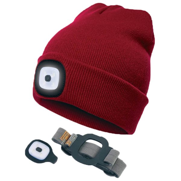 Caciula unisex cu led reincarcabil USB+banda pt prinderea lanternei pt anotimpul calduros-rosu