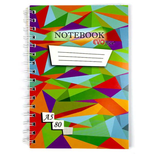 Caiet A5 cu spira metalica,  80 file - matematica EVOffice