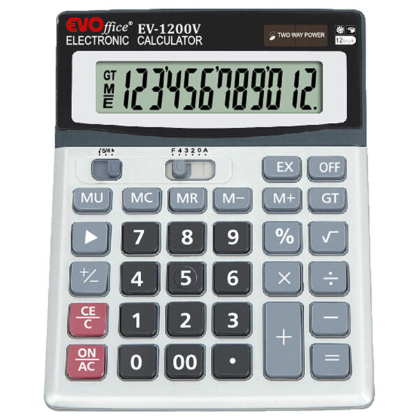 Calculator 12 dgt , 15*19 cm, front metalic EVOffice 1200V