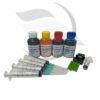 Kit reîncărcare cartus Canon PG-575 PG-575XL CL-576 CL-576XL, conține 4 flacoane de cerneală premium, seringi și instrucțiuni.