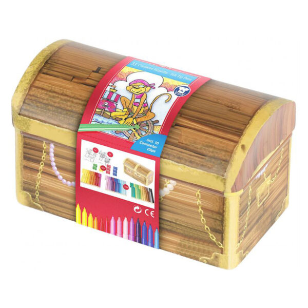 Carioci cu clip 33 culori/set  in cutie metalica Connector Faber-Castell - Lada comori