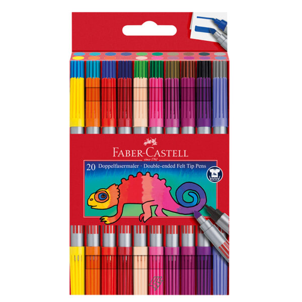 Carioci cu 2 capete 20 culori/set Faber-Castell