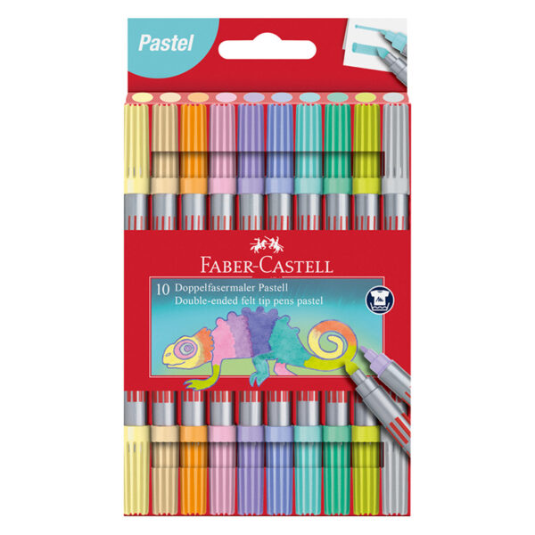 Carioci cu 2 capete, 10 culori pastel/set  Faber-Castell