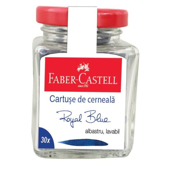 Rezerva cerneala, patron mic 30 buc/borcan Faber-Castell - albastru