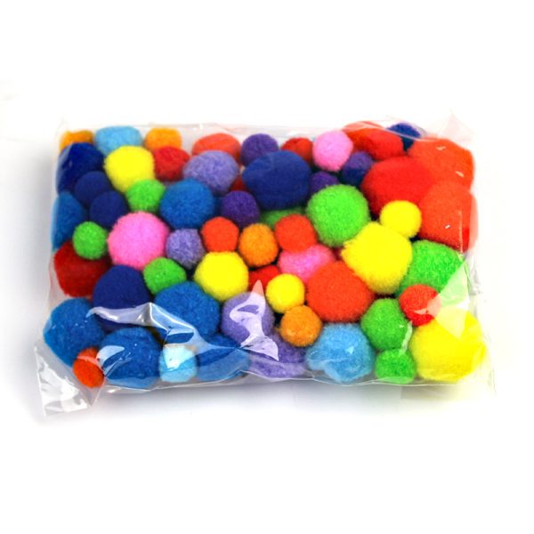 Set pom-pom multicolor, diverse dimensiuni