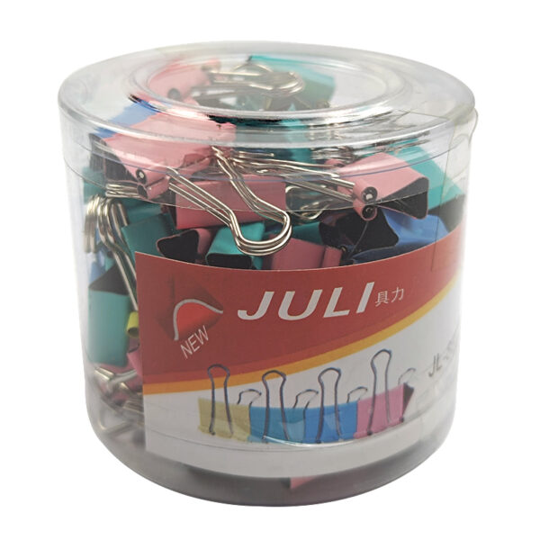 Clip hartie 15mm 60 buc, culori asortate/cutie plastic