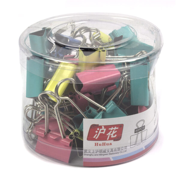 Clip hartie 19mm, 40 buc, culori asortate/cutie plastic