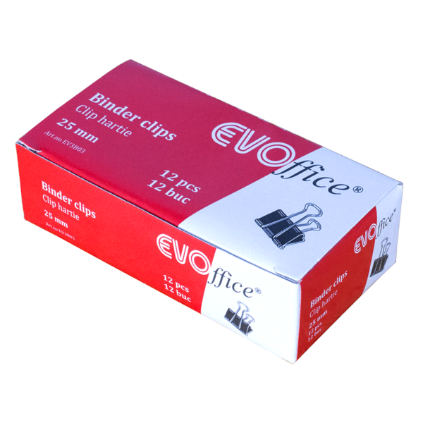 Clip hartie 25mm 12 buc/cutie EVOffice