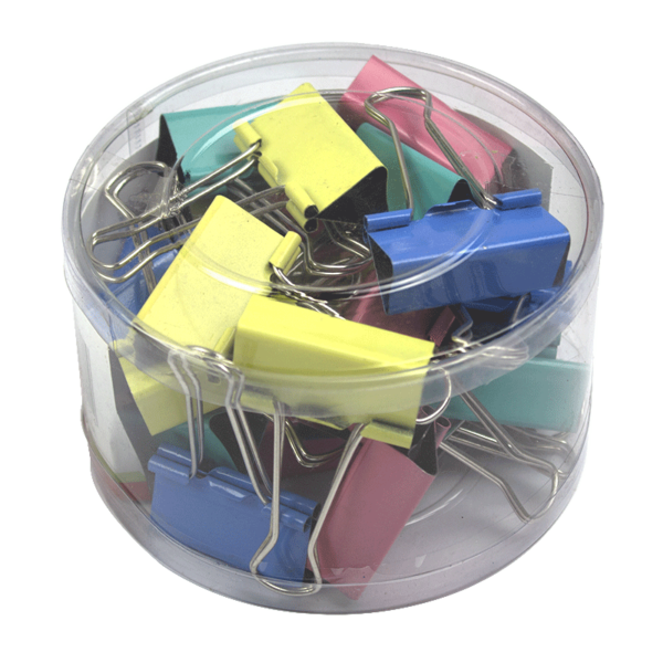 Clip hartie 41mm, 24 buc, culori asortate/cutie plastic