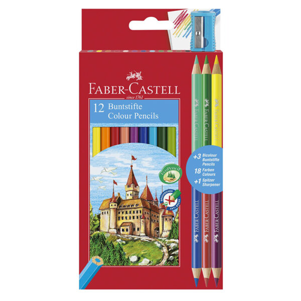 Creioane colorate 12+3 culori Faber-Castell
