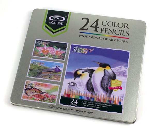 Creioane colorate superioare, 24 culori in cutie metal