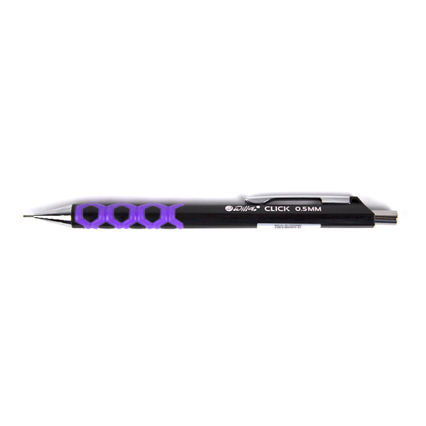 Creion mecanic 0.5mm, accesorii metalice, rubber grip si radiera incorporata Willgo Click - mov