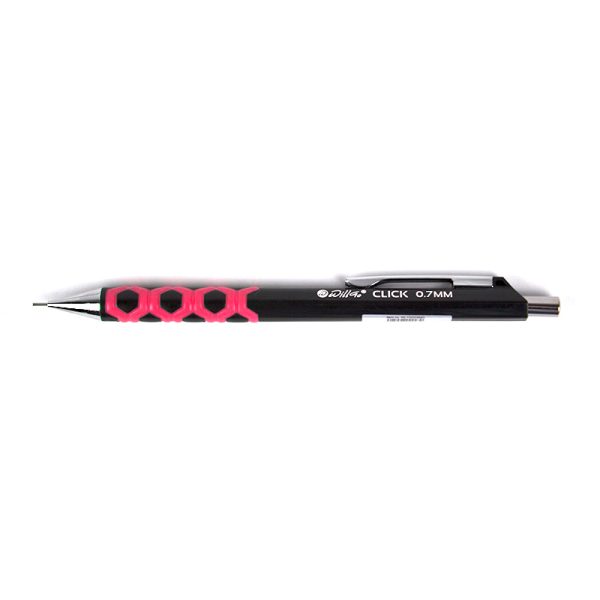 Creion mecanic 0.7mm, accesorii metalice, rubber grip si radiera incorporata Willgo Click - roz