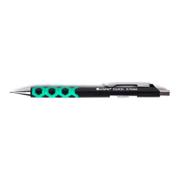 Creion mecanic 0.9mm, accesorii metalice, rubber grip si radiera incorporata Willgo Click - turcoaz