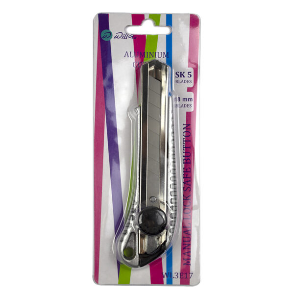 Cutter mare (18 mm) profesional din aliaj de aluminiu, rubber grip si rotita de blocare Willgo