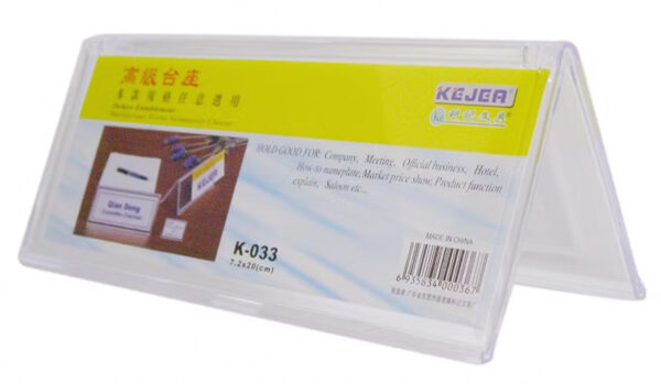 Display nume pentru birou, din plastic, forma A, 72 x 200mm, KEJEA - transparent
