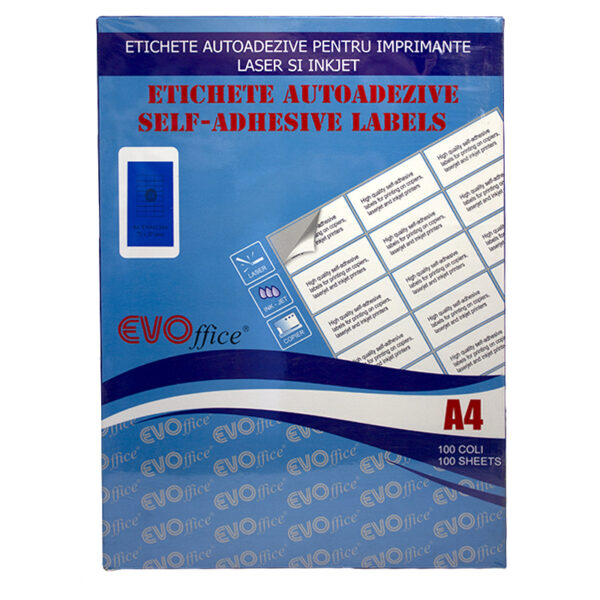 Etichete color auto. pt impr. A4 100 coli/cutie - 24/A4 albastru