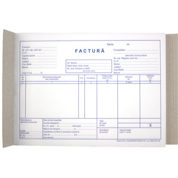 Facturier A5 autocopiativ 3ex cu TVA