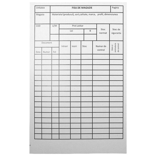 Fisa magazie carton duplex 250g A5