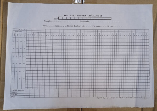 Foaie de temperatura adulti, format A4