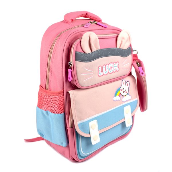 Ghiozdan scolar LUCK 41*29*16cm cu 3 fermoare si  penar etui inclus  - fete