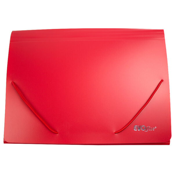 Mapa plastic A4 cu burduf  35 mm, 13 compartimente cu index EVOffice - rosu