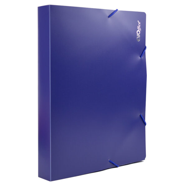 Mapa plastic rigid cu elastic si burduf 40 mm, culoare albastru EVOffice