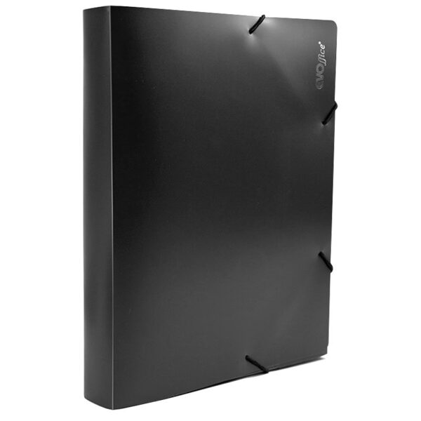 Mapa plastic rigid cu elastic si burduf 40 mm, culoare negru EVOffice