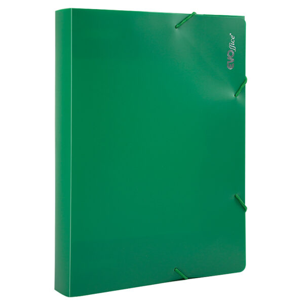 Mapa plastic rigid cu elastic si burduf 40 mm, culoare verde EVOffice