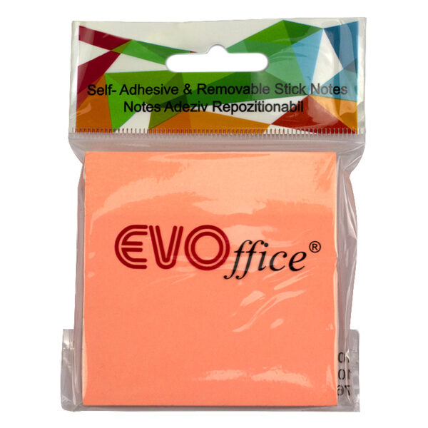 Notes autoadeziv 76*76 mm, roz neon, 100 file EVOffice