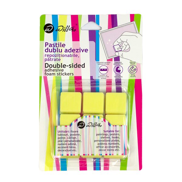 Pastile dublu adezive patrate repozitionabile, 22*22 mm, 45 buc/set Willgo