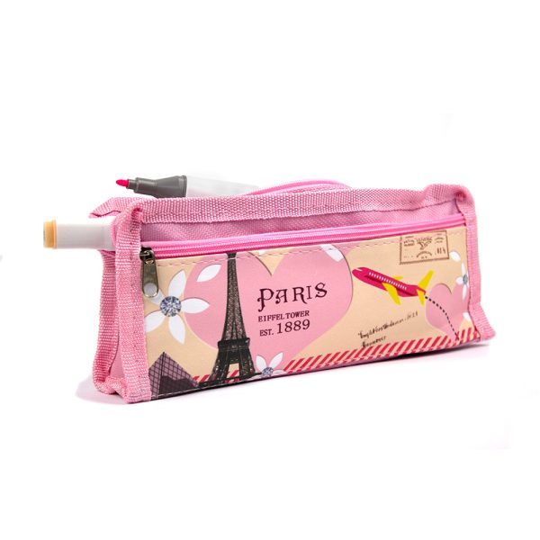 Penar etui dreptunghiular 20,5*9*4cm cu 2 fermoare - model fete