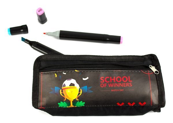 Penar etui dreptunghiular 20,5*9*5cm cu 2 fermoare - model baieti