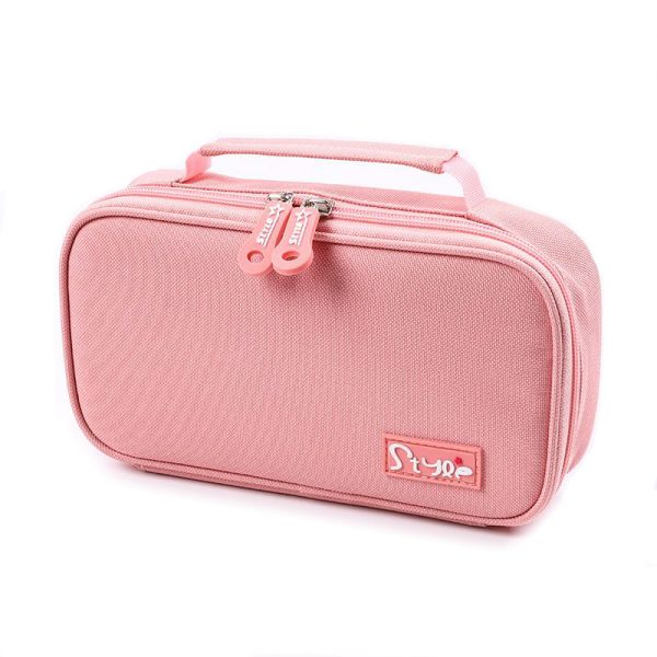 Penar oval 22*11.5*5 cm cu 1 fermoar dublu si maner - roz