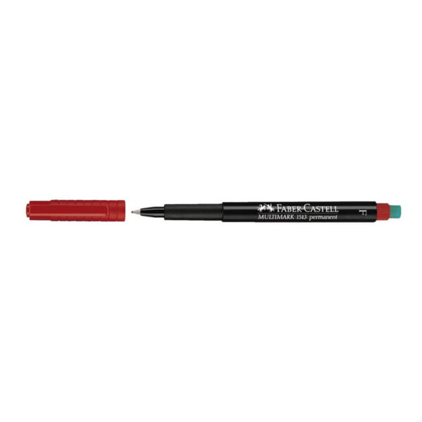 Permanent marker varf rotund F Multimark Faber-Castell - rosu