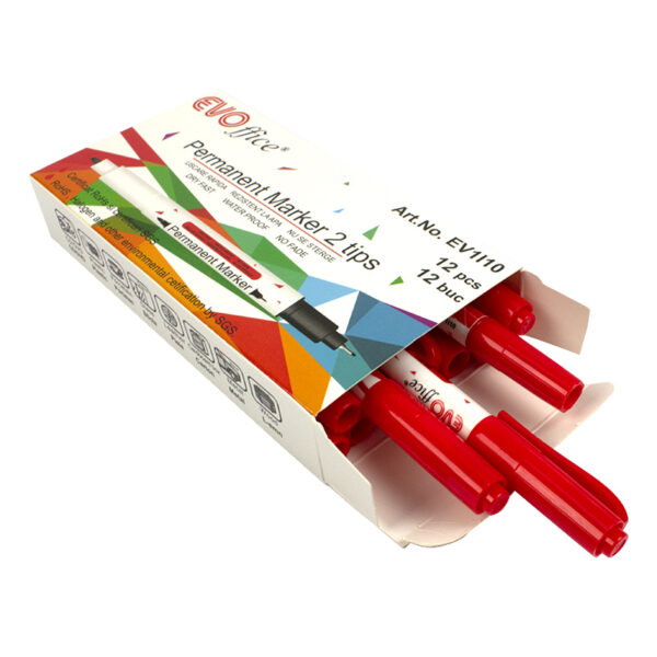 Permanent marker(CD/DVD) 2 capete: Ultrafine 0.4 mm si Fine 1 mm EVOffice 700 -rosu