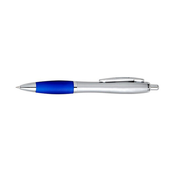 Pix plastic cu mecanism, corp argintiu cu grip albastru si mina tip parker  No. 1202