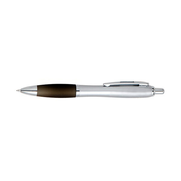 Pix plastic cu mecanism, corp argintiu cu grip negru si mina tip parker  No. 1202
