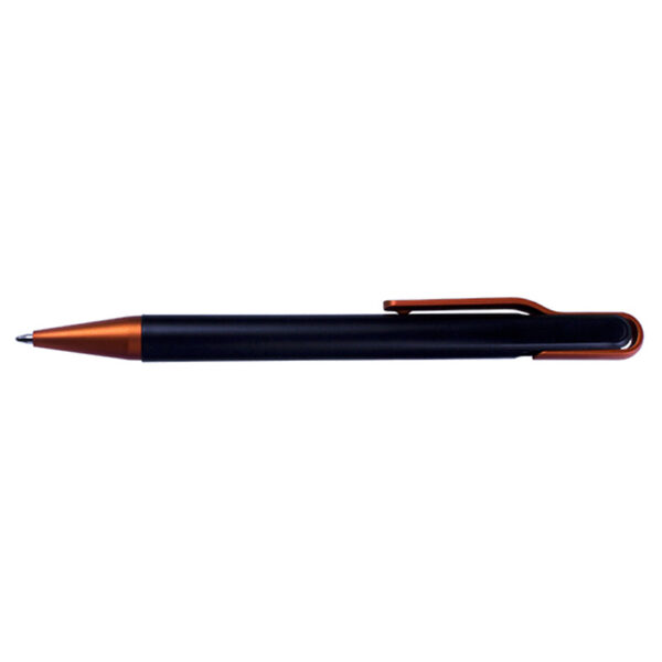 Pix plastic cu mecanism ,corp negru si accesorii portocaliu neon ,mina tip parker , No. 2389