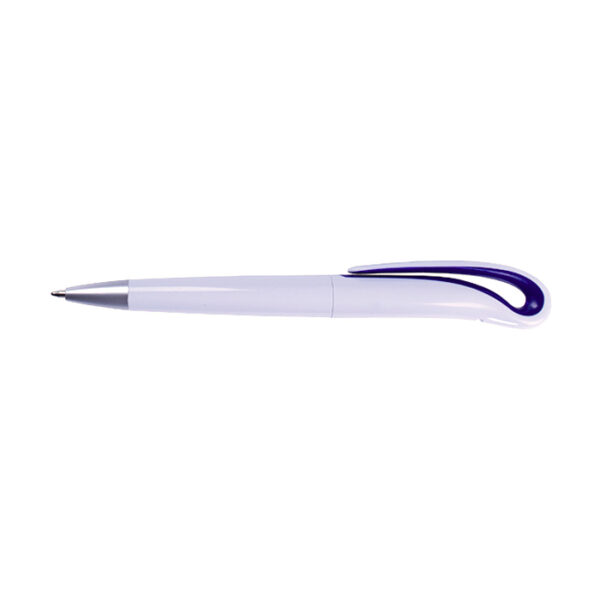 Pix plastic cu mecanism twist, corp alb si accesorii color, mina tip parker 2375 -albastru