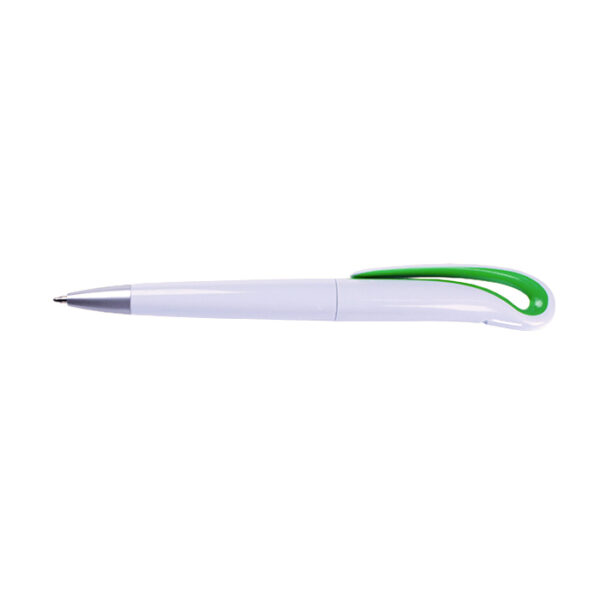 Pix plastic cu mecanism twist, corp alb si accesorii color, mina tip parker 2375 -verde